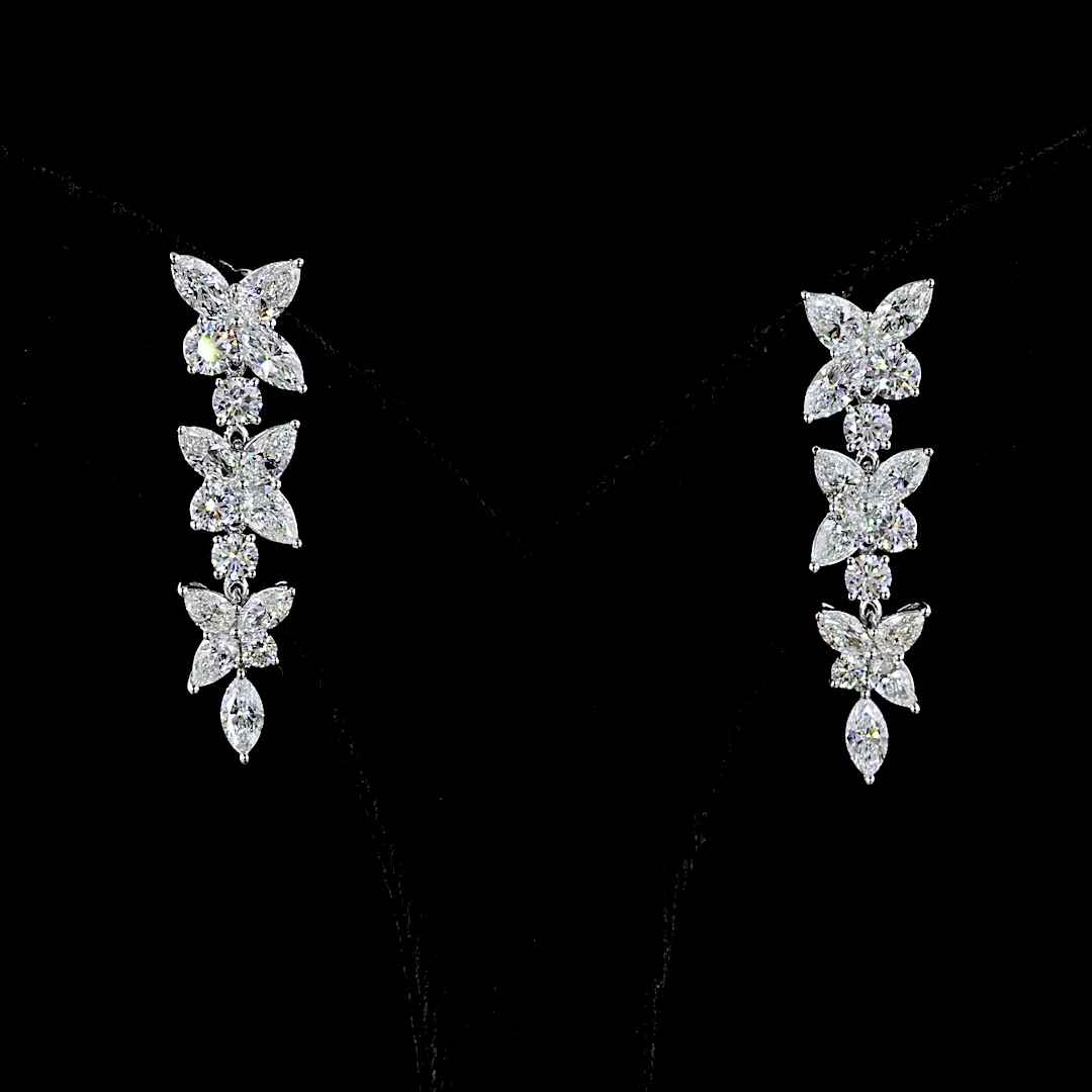 4.27 Cts 14k White Gold Mix Shape Hanging Earring - Video