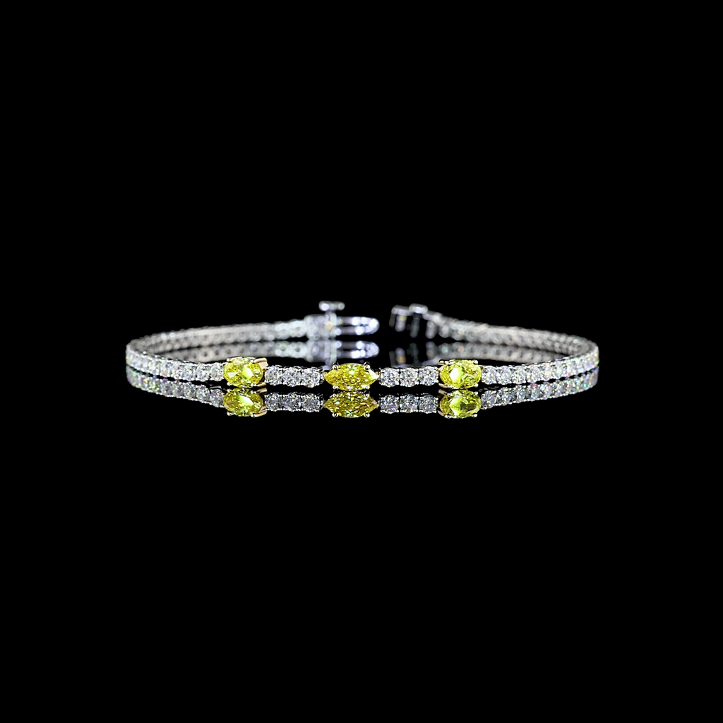 4.13 Cts 14k White Gold Mix Shape Station Line Tennis Bracelet - Video