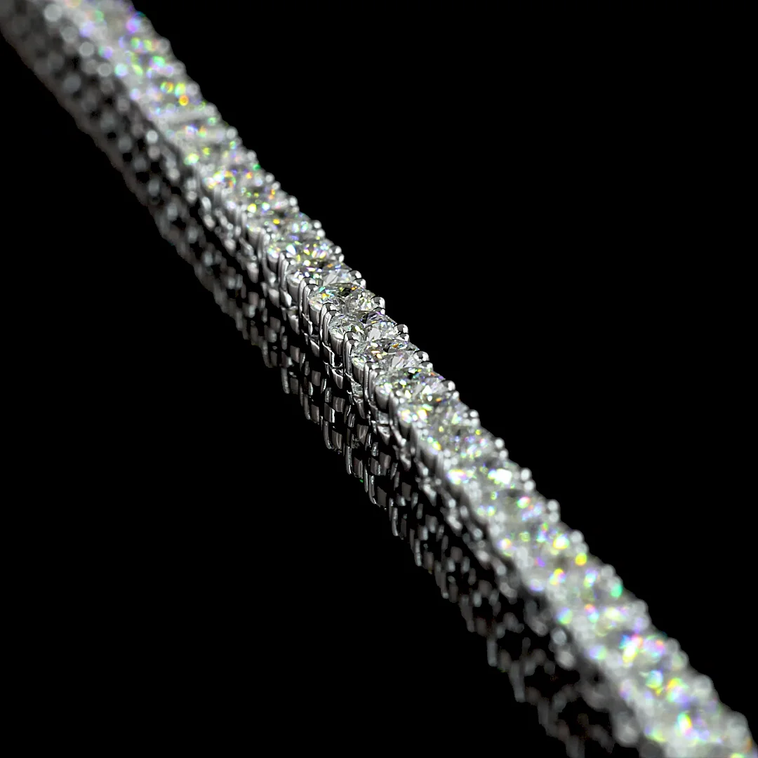 9.17 Cts 14k White Gold Round Shape Tennis Necklace - Image 2