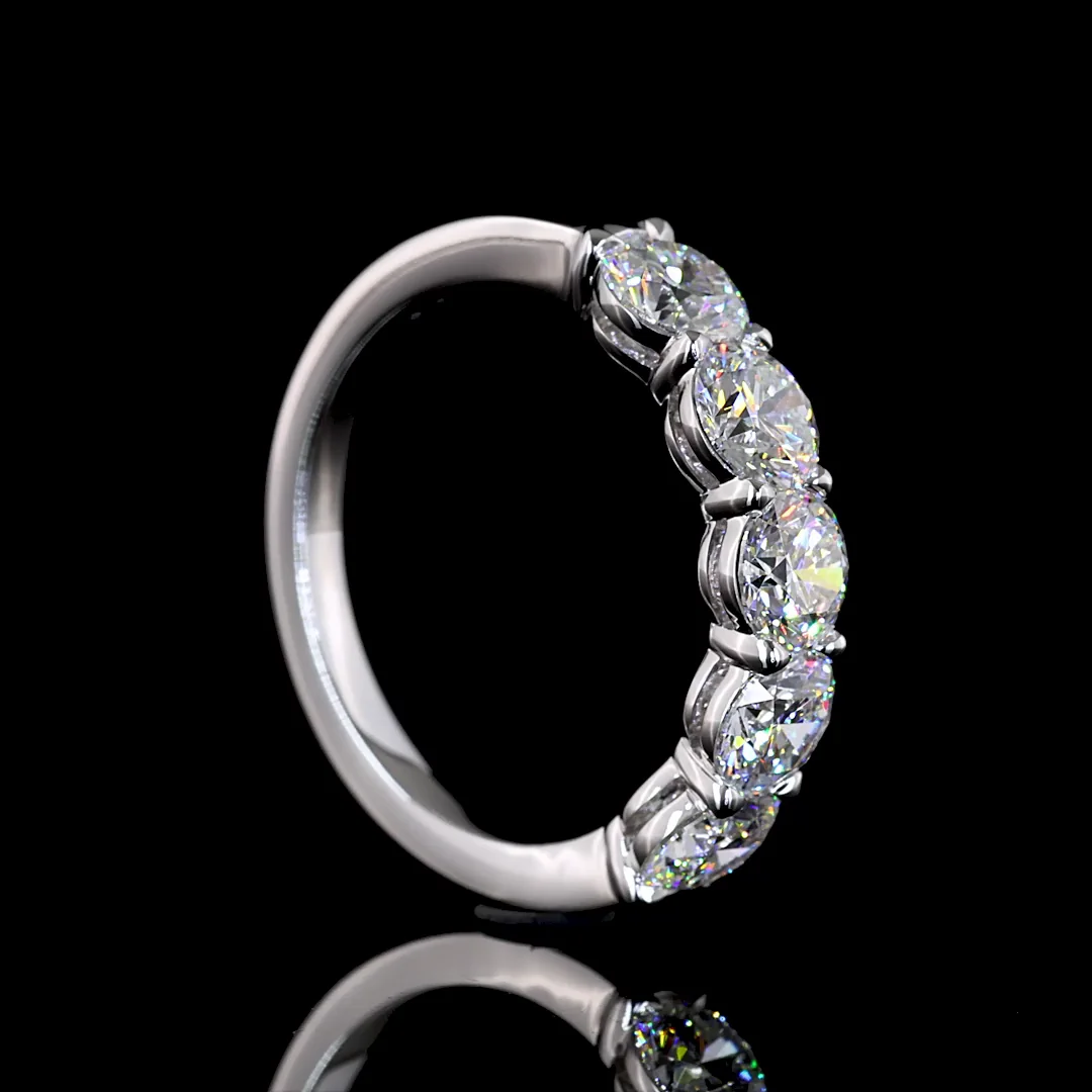 2.01 Cts 14k White Gold Round Shape 5 Stones Eternity Band - Image 2