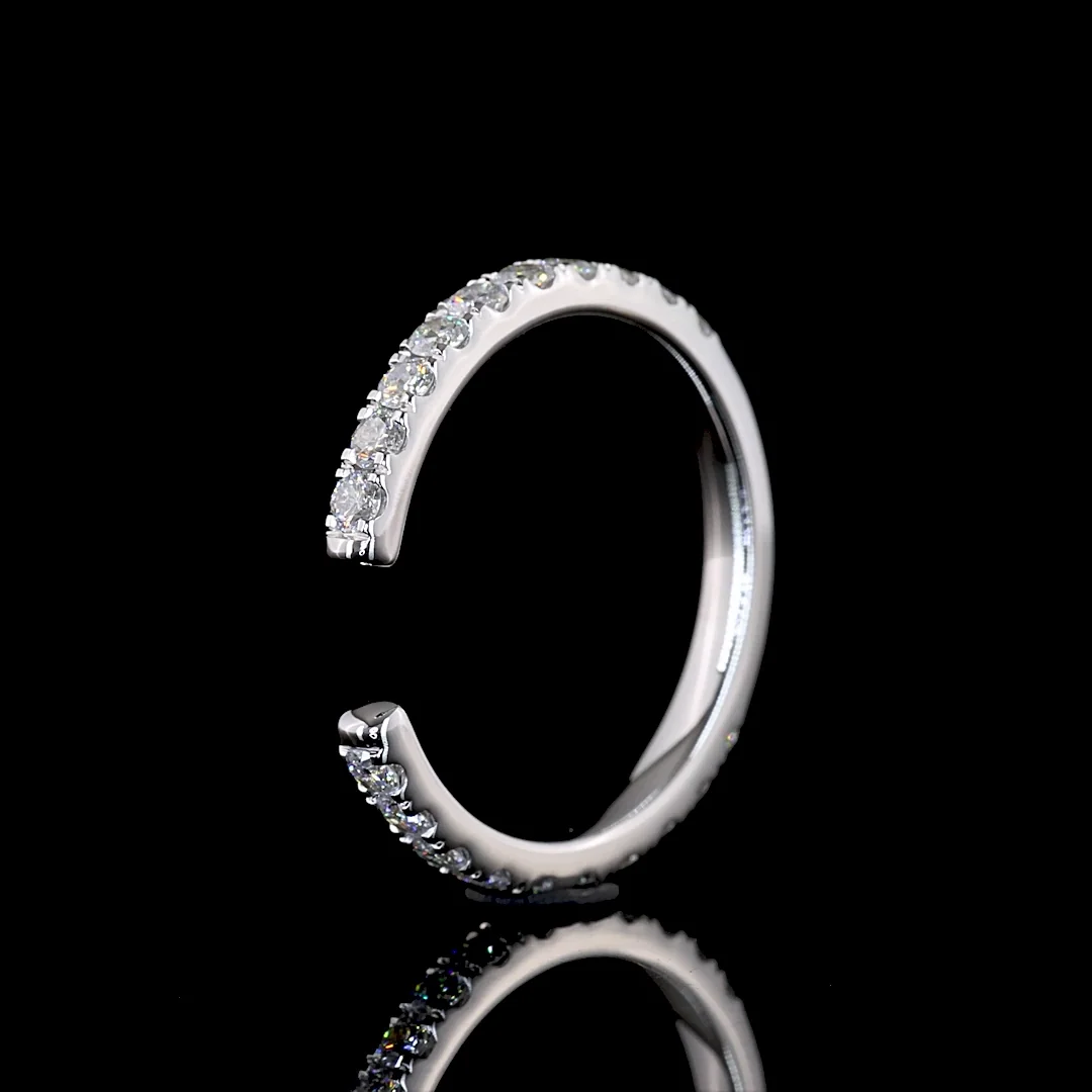 0.51 Cts 14k White Gold Round Shape 3/4 Band Eternity Band - Image 4