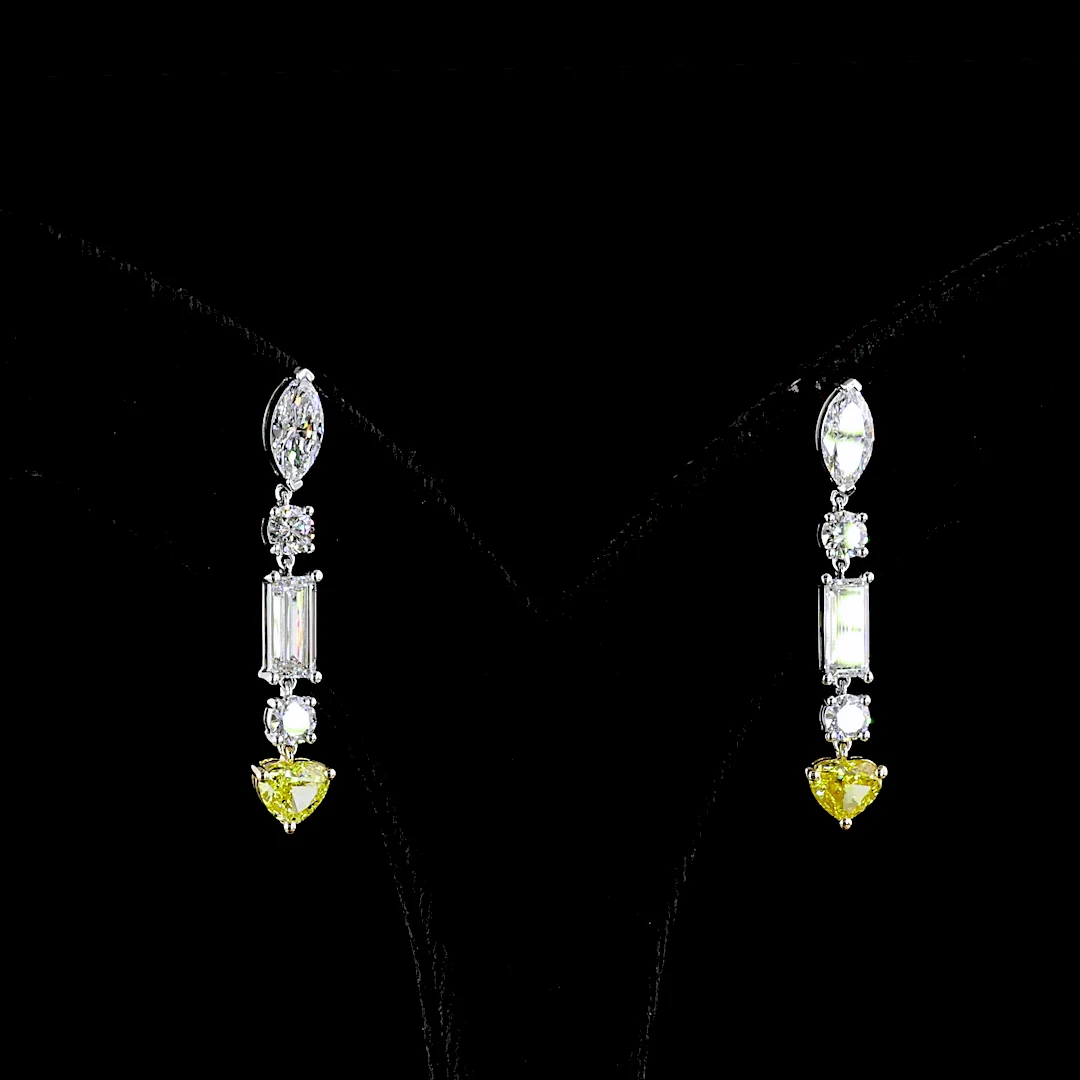 3.86 Cts 14k Two Tone Mix Shape Hanging Earring - Image 2