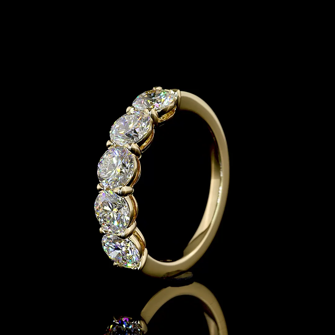 1.99 Cts 14k Yellow Gold Round Shape 5 Stones Eternity Band - Image 4