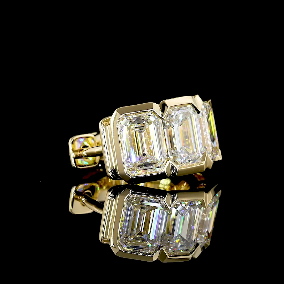 6.3 Cts 14k Yellow Gold Emerald Shape Huggies Earring - Image 4