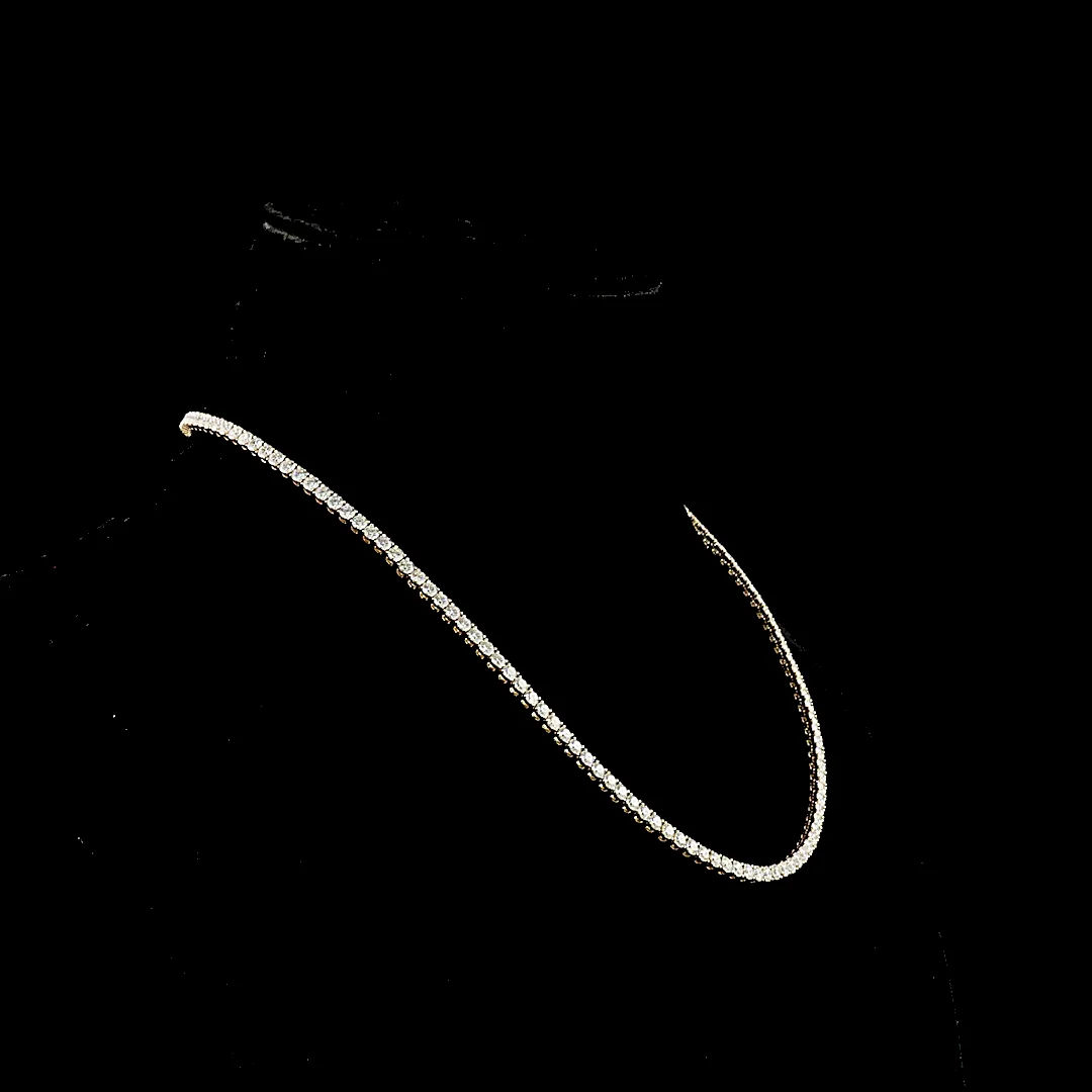 12.28 Cts 14k Yellow Gold Round Shape Tennis Necklace - Image 3