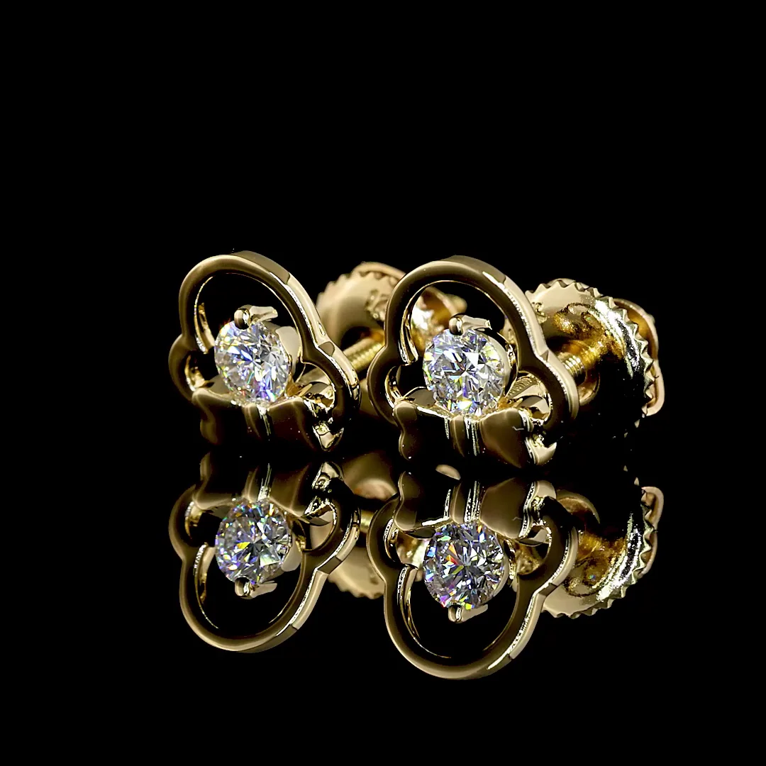 0.21 Cts 14k Yellow Gold Round Shape Studs Earring - Image 2