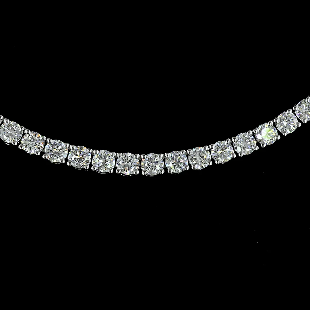 7.37 Cts 14k White Gold Round Shape Tennis Necklace - Image 3