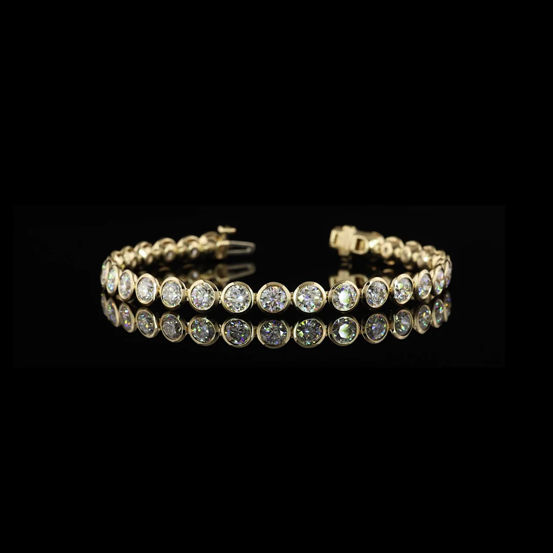 9.22 Cts 14k Yellow Gold Round Shape Tennis Bracelet - Video