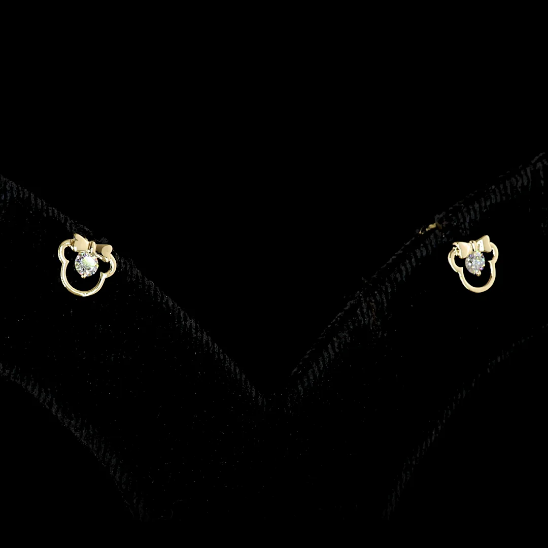 0.11 Cts 14k Yellow Gold Round Shape Studs Earring - Image 2