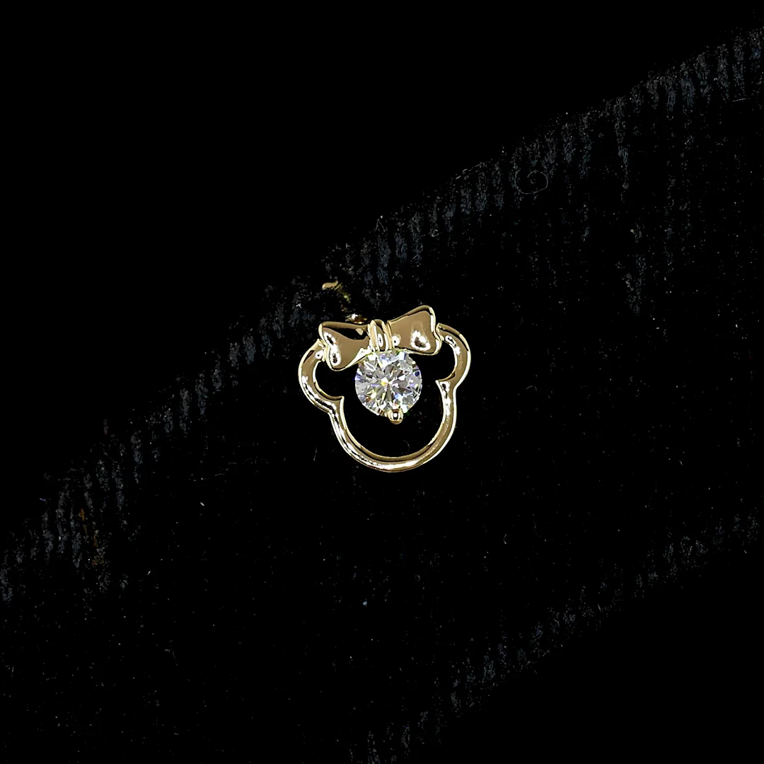 0.11 Cts 14k Yellow Gold Round Shape Studs Earring - Image 3