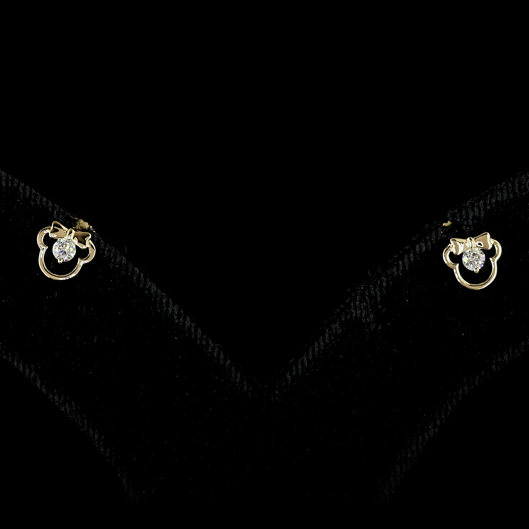 0.11 Cts 14k Yellow Gold Round Shape Studs Earring - Video