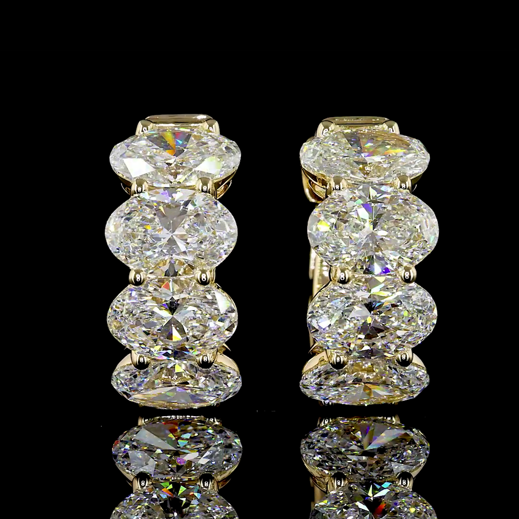 5.08 Cts 14k Yellow Gold Oval Shape Huggies Earring - Video