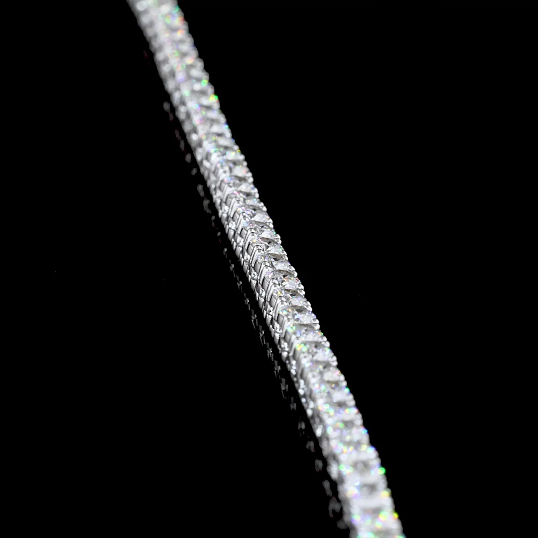 8.08 Cts 14k White Gold Round Shape Tennis Necklace - Image 2