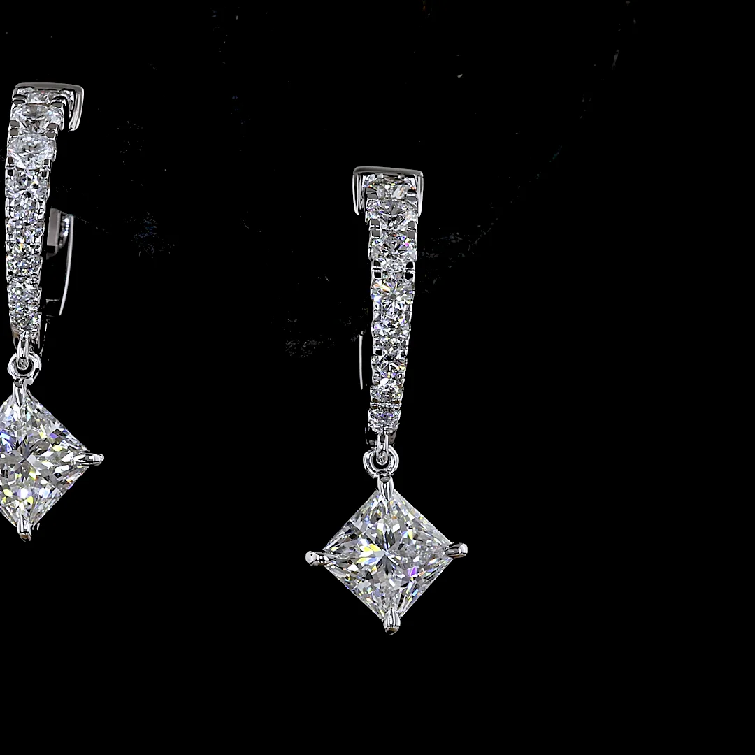 2.24 Cts 14k White Gold Mix Shape Hanging Earring - Image 3