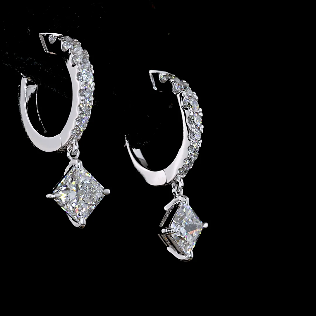 2.24 Cts 14k White Gold Mix Shape Hanging Earring - Image 4