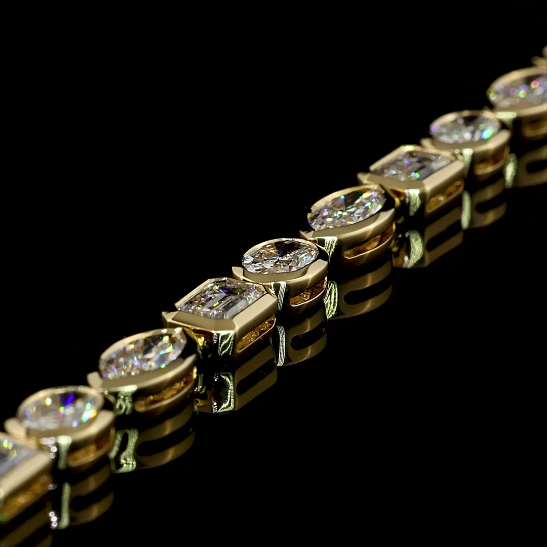 7.44 Cts 14k Yellow Gold Mix Shape Tennis Bracelet - Image 2
