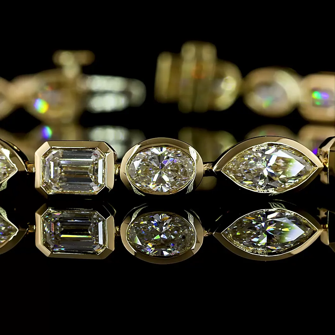 7.44 Cts 14k Yellow Gold Mix Shape Tennis Bracelet - Image 3