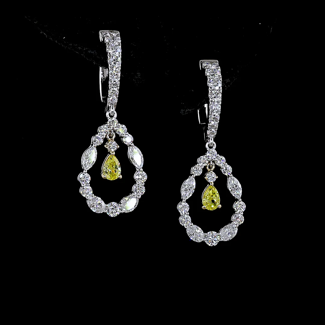 2.06 Cts 14k Two Tone Mix Shape Hanging Earring - Image 4