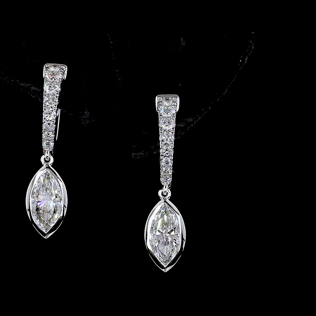 1.97 Cts 14k White Gold Mix Shape Hanging Earring - Image 3