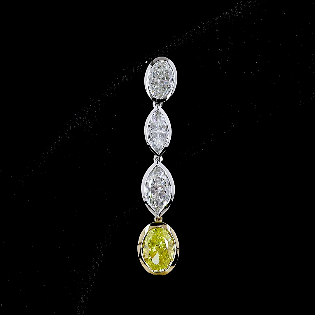 3.55 Cts 14k Two Tone Mix Shape Hanging Earring - Image 3