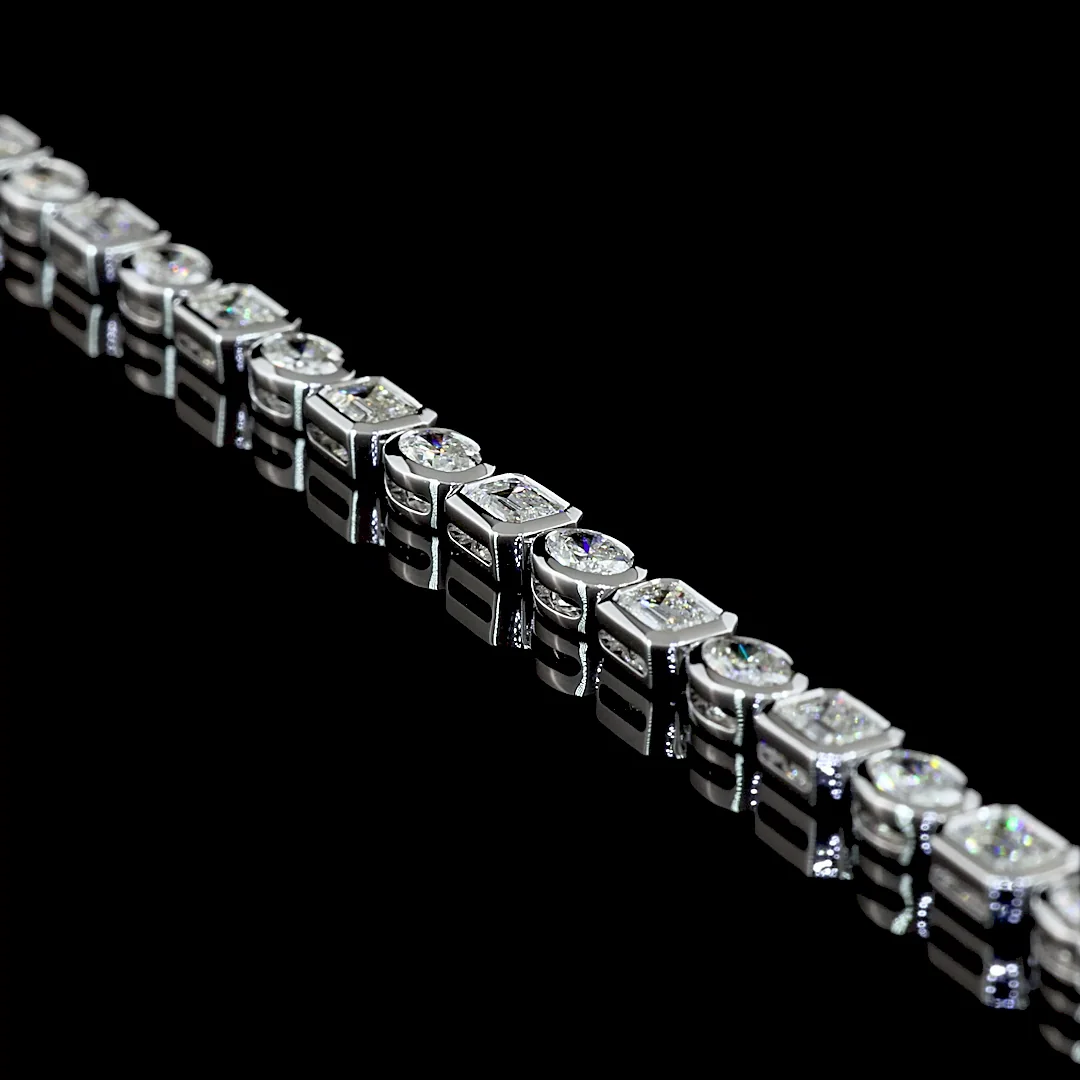 4.93 Cts 14k White Gold Mix Shape Tennis Bracelet - Image 2