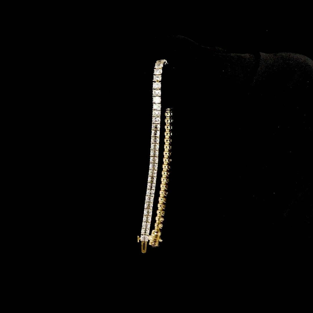 9.28 Cts 14k Yellow Gold Antique Cushion Shape Tennis Bracelet - Image 3