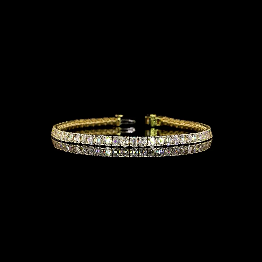 9.28 Cts 14k Yellow Gold Antique Cushion Shape Tennis Bracelet - Video