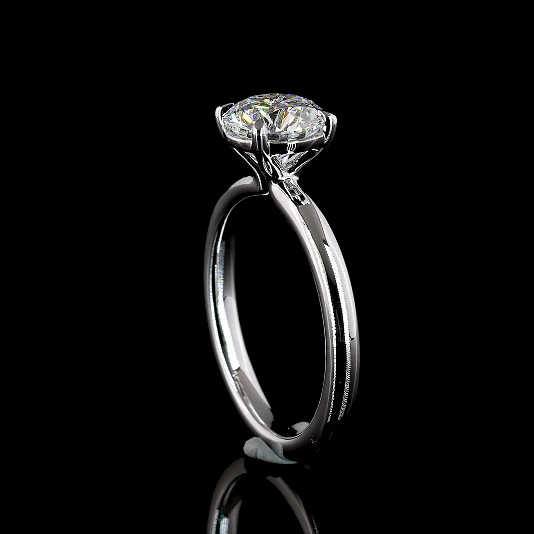 1.55 Cts 14k White Gold Round Shape Solitaire Ring - Image 2