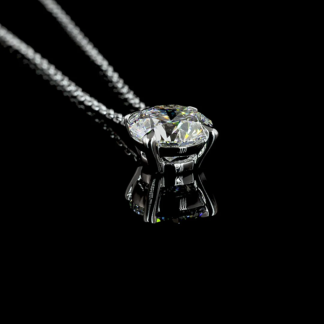 1.52 Cts 14k White Gold Round Shape Solitaire Pendant - Image 2