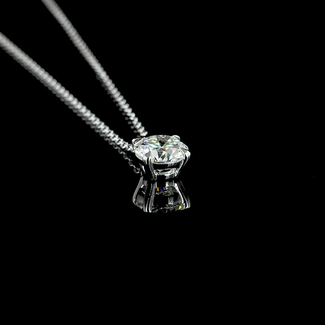 1.02 Cts 14k White Gold Round Shape Solitaire Pendant - Image 2