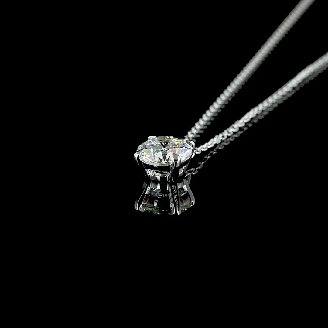 1.02 Cts 14k White Gold Round Shape Solitaire Pendant - Image 4