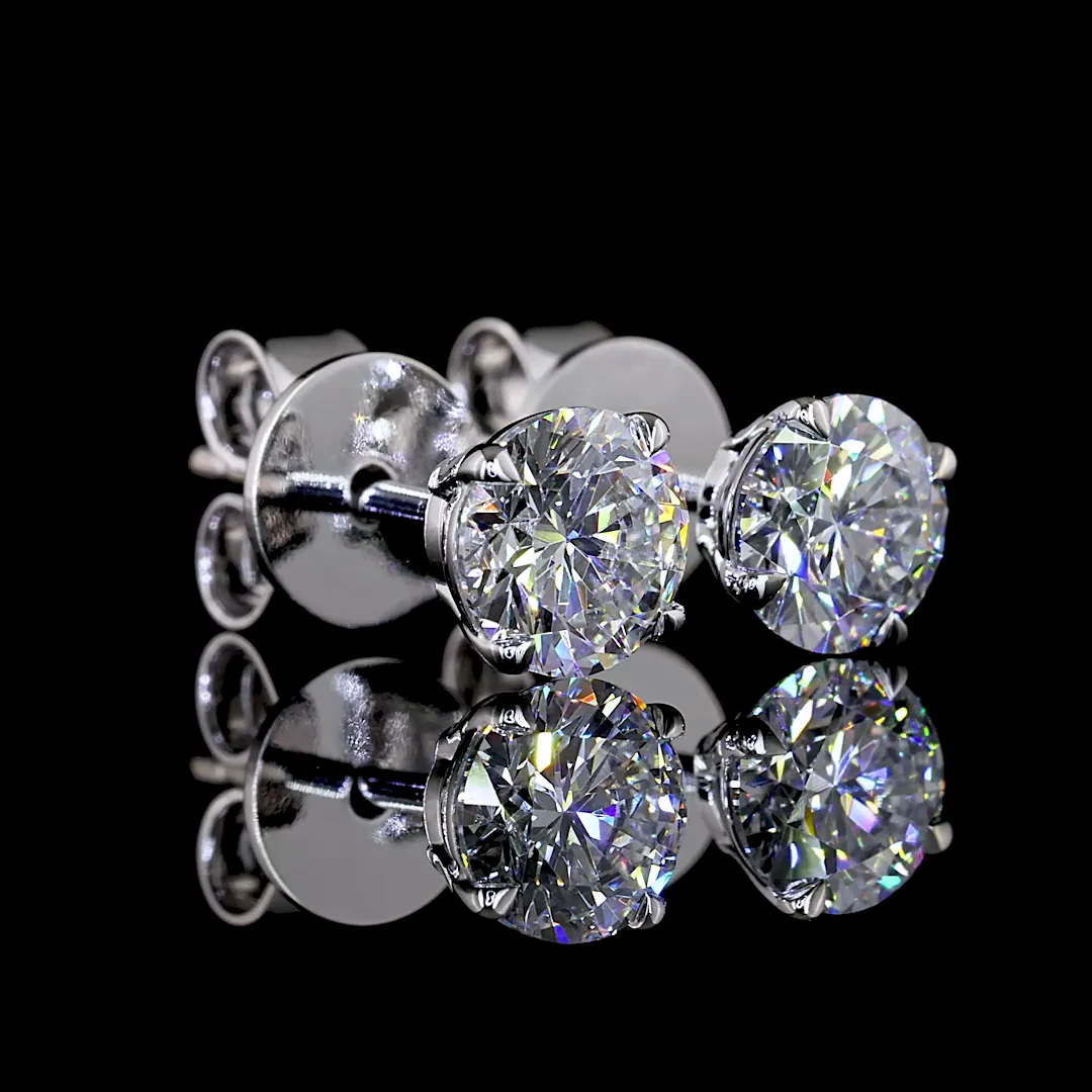 1.09 Cts 14k White Gold Round Shape Studs Earring - Image 2