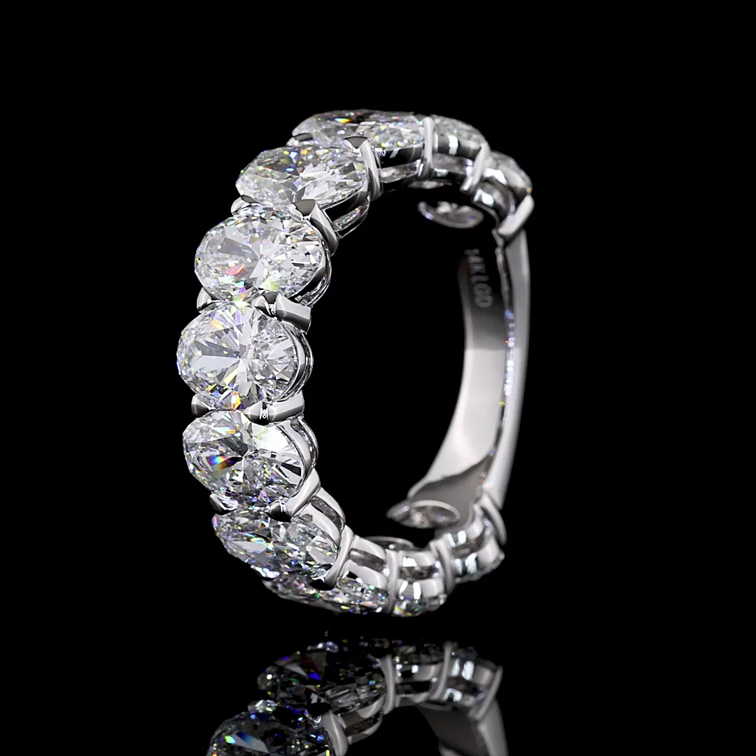 5.78 Cts 14k White Gold Oval Shape 3/4 Band Eternity Band - Image 4