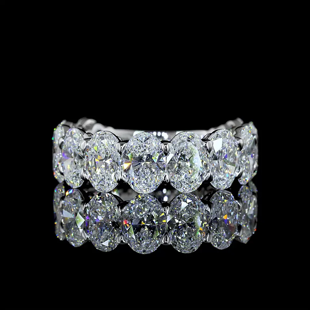 5.78 Cts 14k White Gold Oval Shape 3/4 Band Eternity Band - Video