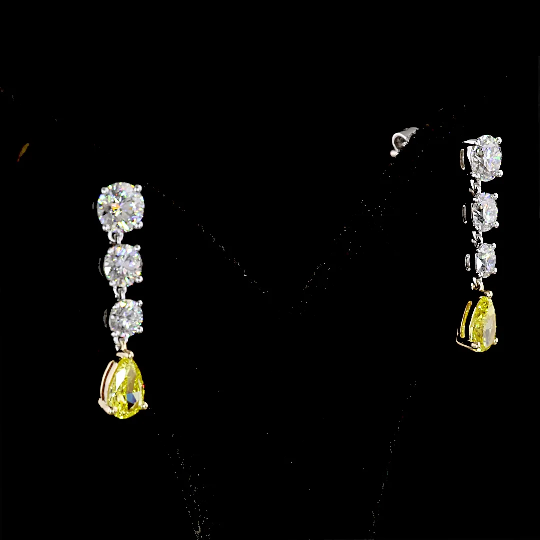 2.51 Cts 14k Two Tone Mix Shape Hanging Earring - Image 3