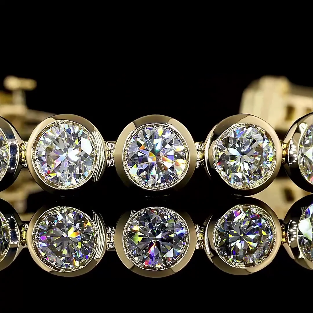 18.45 Cts 14k Yellow Gold Round Shape Tennis Bracelet - Image 2