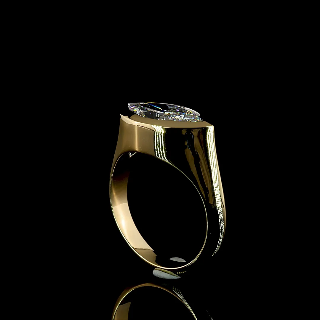 2.5 Cts 14k Yellow Gold Marquise Shape Solitaire Ring - Image 2