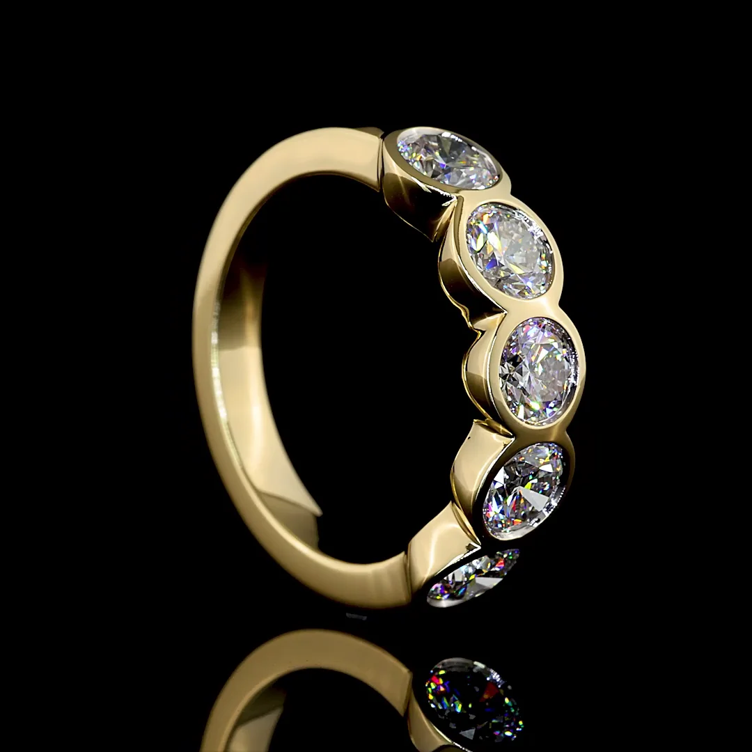 2 Cts 14k Yellow Gold Round Shape 5 Stones Eternity Band - Image 2