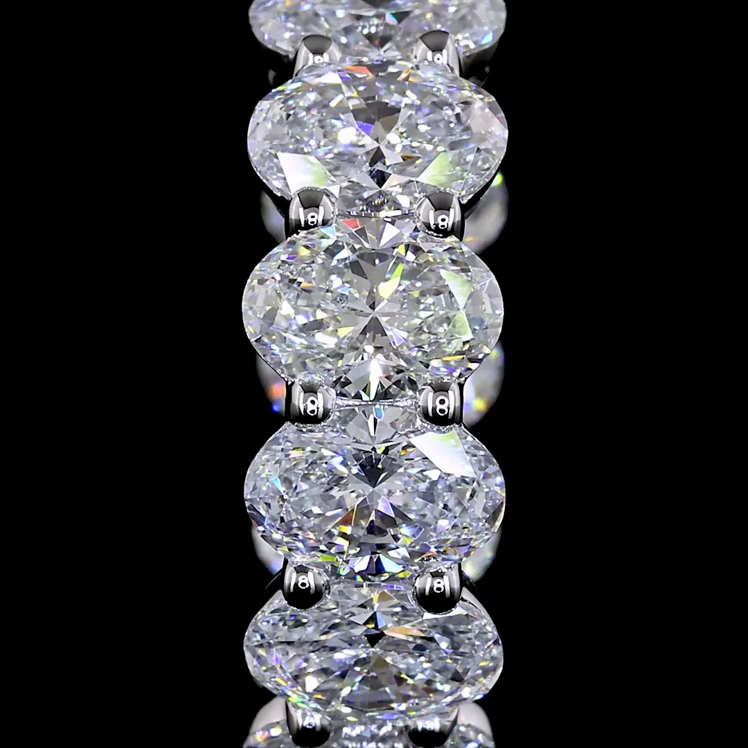 6.18 Cts 14k White Gold Oval Shape Huggies Earring - Image 3