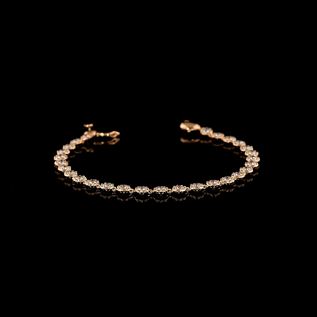 4.11 Cts 14k Rose Gold Round Shape Station Bracelet - Video