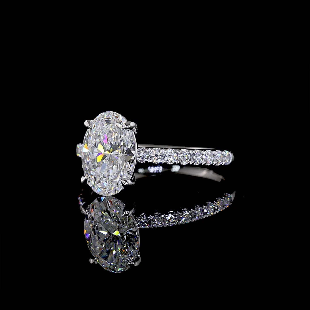 2.34 Cts 14k White Gold Oval Shape Hidden Halo Ring - Image 2