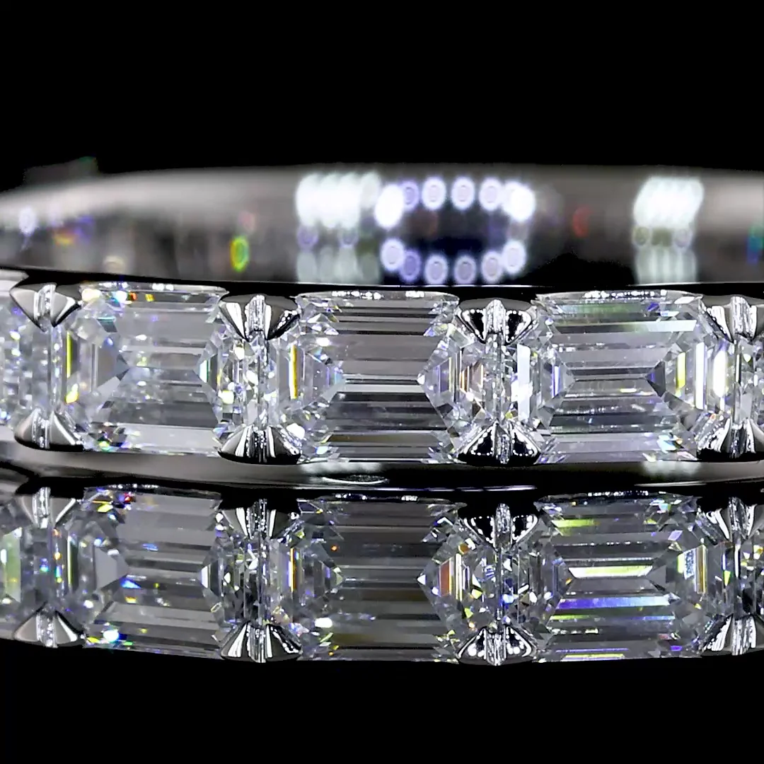 1.43 Cts Platinum Emerald Shape 3/4 Band Eternity Band - Image 3