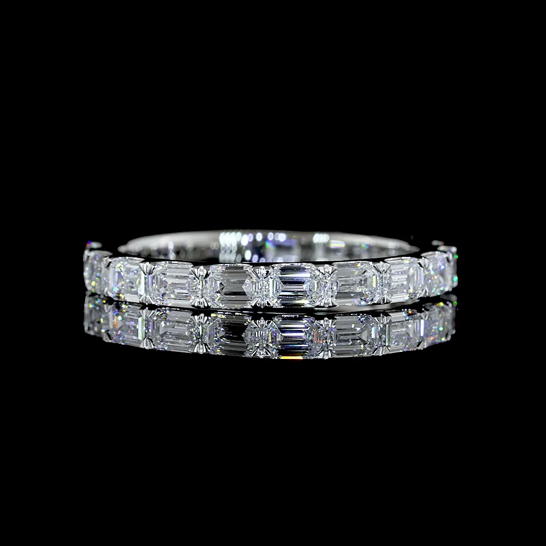 1.43 Cts Platinum Emerald Shape 3/4 Band Eternity Band - Video