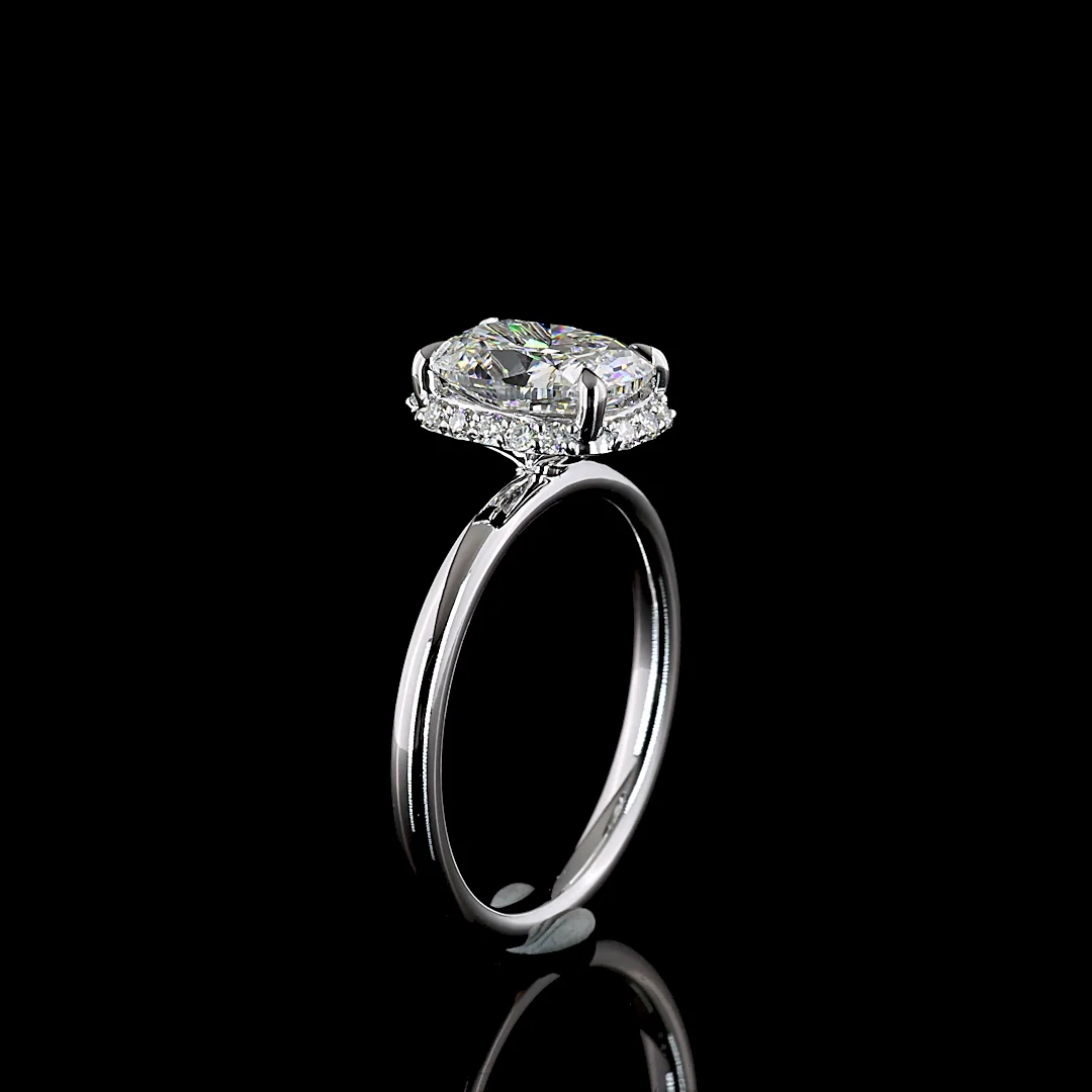 2.18 Cts 14k White Gold Cushion Brilliant Shape Hidden Halo Ring - Image 4