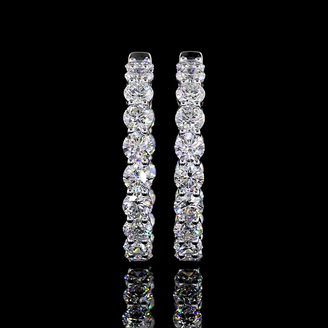 9.68 Cts 14k White Gold Round Shape Hoops Earring - Video