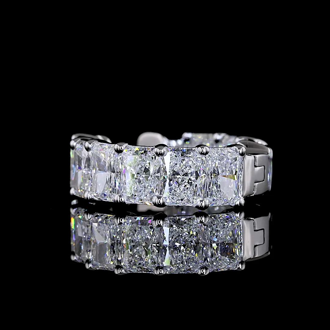 2.99 Cts 14k White Gold Radiant Shape Huggies Earring - Image 4