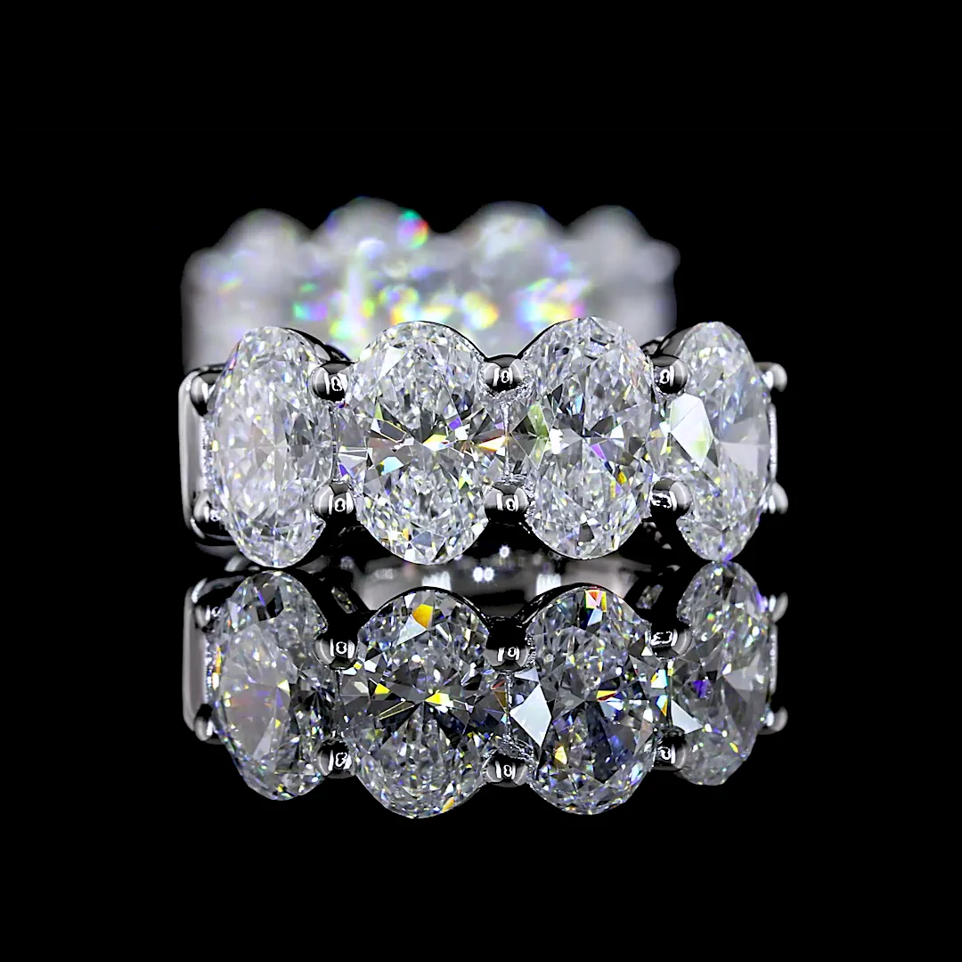 3.01 Cts 14k White Gold Oval Shape Huggies Earring - Image 2