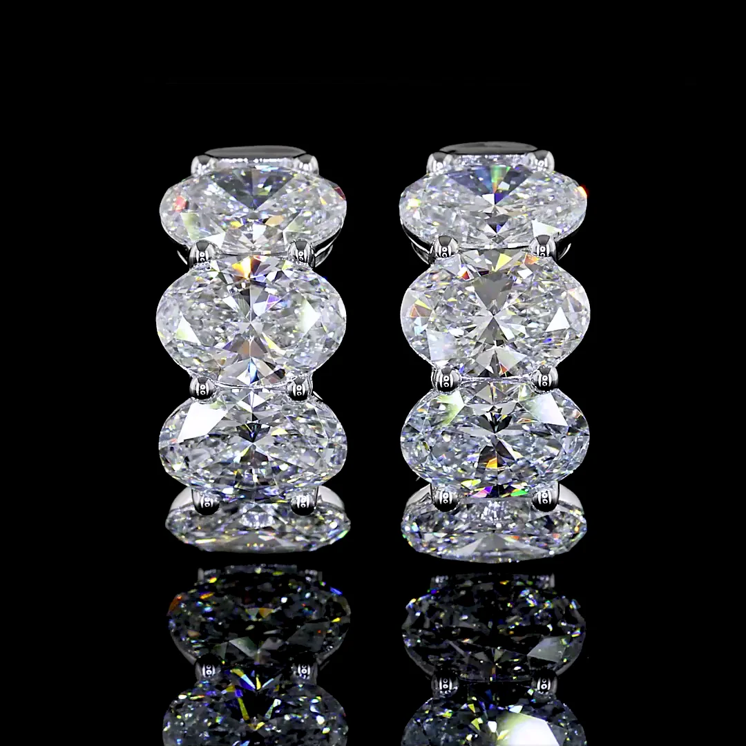 5.29 Cts 14k White Gold Oval Shape Huggies Earring - Video