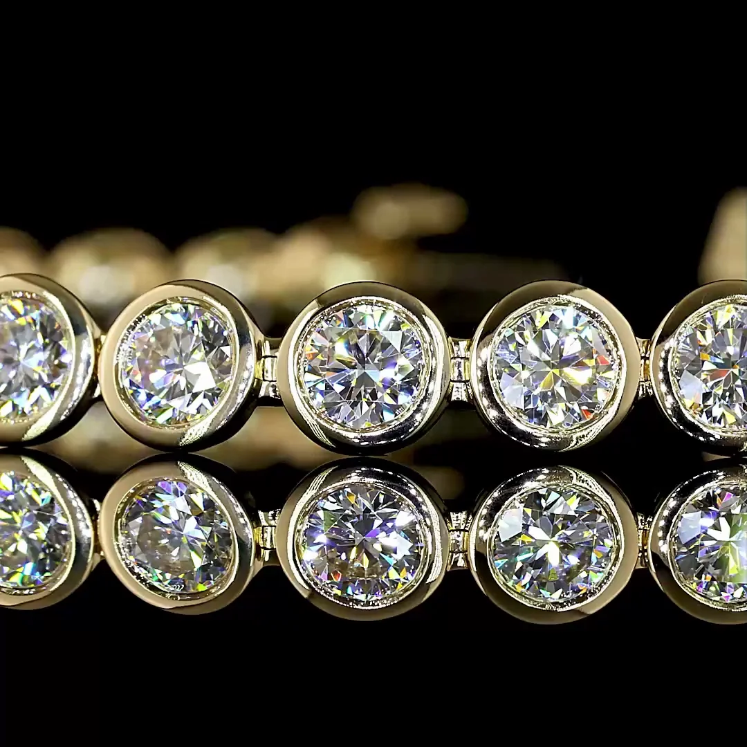 7.14 Cts 14k Yellow Gold Round Shape Tennis Bracelet - Image 2