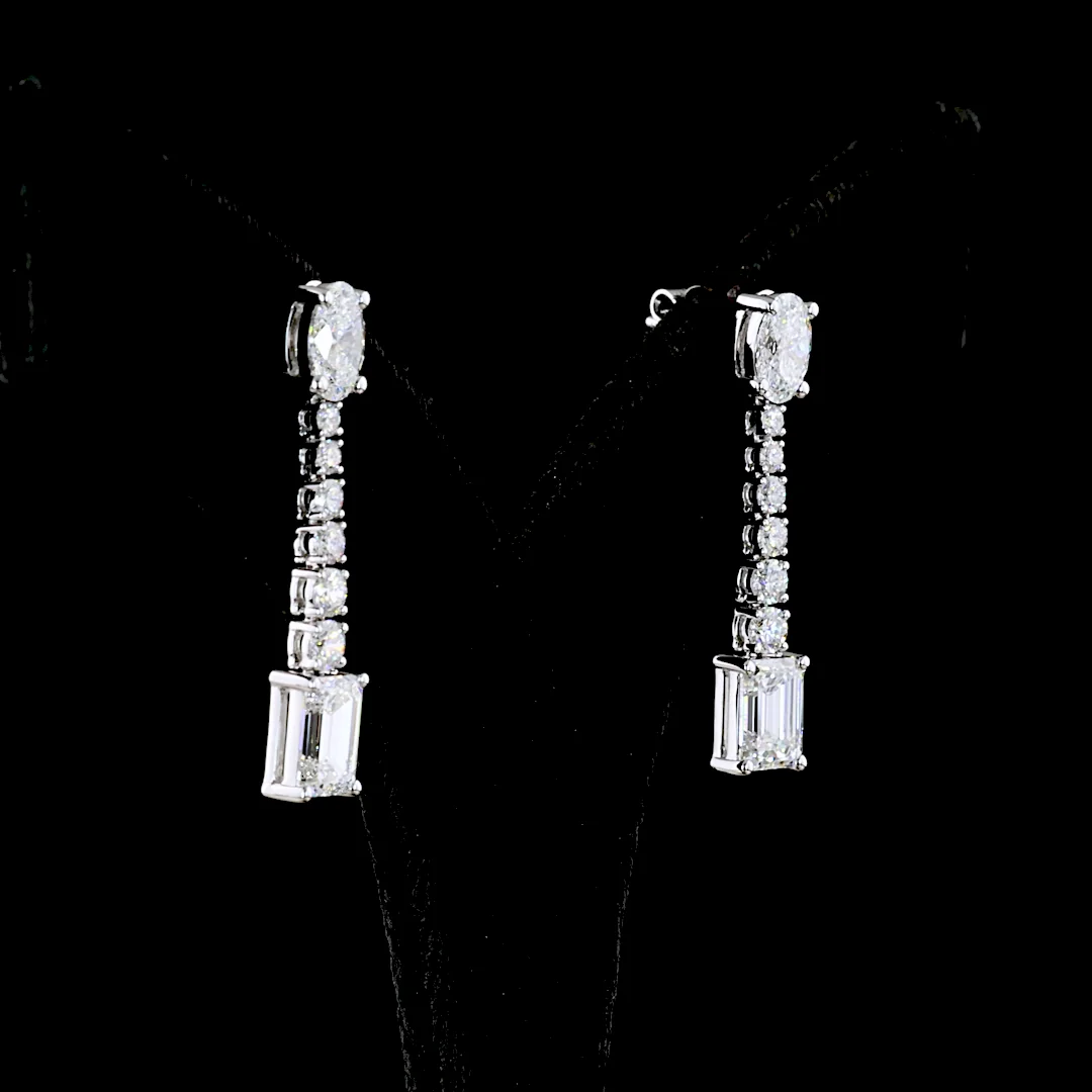 3.39 Cts 14k White Gold Mix Shape Hanging Earring - Image 2